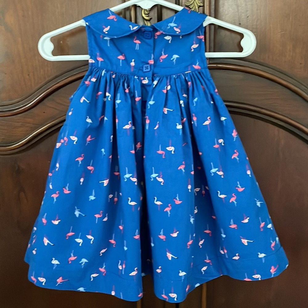 First Impressions Flamingo Dress 6-9M Baby Girl Blue Sleeveless Summer Dress - Picture 4 of 6